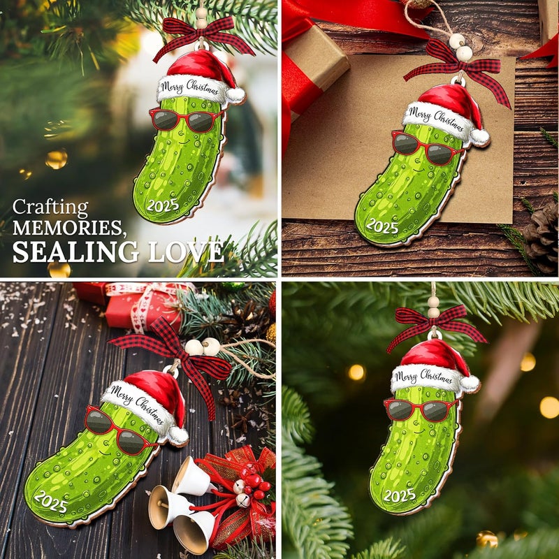 HEXMOZ Christmas Pickle Ornament 2025 - Pickles Themed Gifts for Women Men - Funny Dill Pickles Gifts for Pickle Lovers, Cute Gag Gift Ideas Decor - German Present Christmas Ornament - Image 3